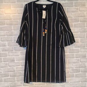 Emberly Boutique Cotton Black and White Stripe Tunic Dress Boho Large NWT